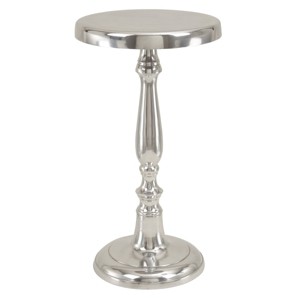 Metal Pedestal Accent Table Silver - Olivia & May: Round Aluminum Side, Traditional Design - 1 of 3