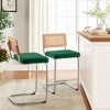 Bekrvio Bar Stools Set of 2/3/4, 26”/30" Barstool with Rattan Back, Velvet-Upholstered & Chrome Frame,Mid Century Modern Kitchen Stool for Island - 3 of 4