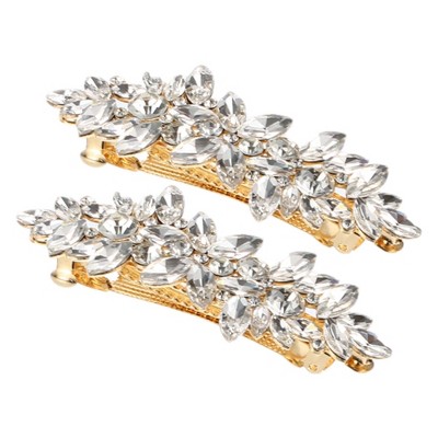 Unique Bargains Women's Rhinestone Hair Barrettes 2 Pcs