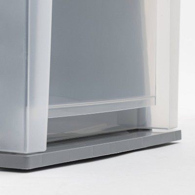 Sleek Gray 17.5qt Stackable Storage Drawer with Easy-Glide