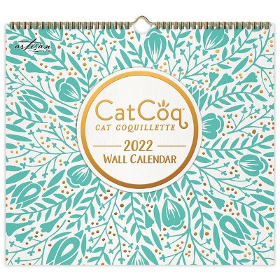 2022 Wall Calendar 12 Month Spiral 13.75"x12.4" Catcoq - Artisan by Lang