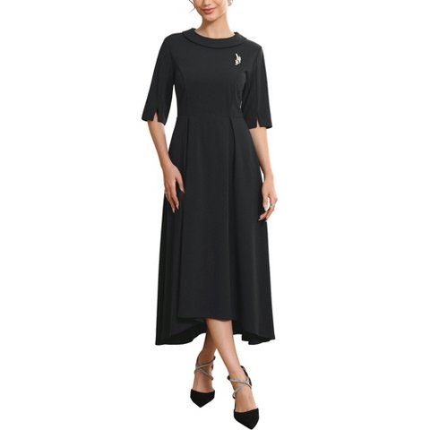Женские платья INSPIRE CHIC Women's Vintage Collared Half Sleeve Church Evening Formal A-Line Dresses X-Large Black