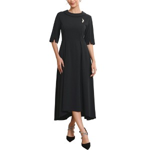 INSPIRE CHIC Women's Vintage Collared Half Sleeve Church Evening Formal A-Line Dresses - 1 of 4