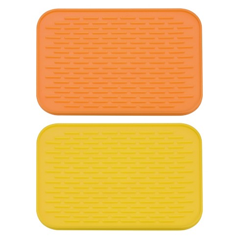 Unique Bargains Dish Drying Mat Set Reusable Sink Drain Pad Heat Resistant  Suitable For Kitchen 2 Pcs Orange Yellow : Target