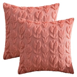 REGALWOVEN Flower Pattern Plush Jacquard Modern Throw Pillow Covers for Home Decoration 18 x 18 Inch 2 Pcs - 1 of 4