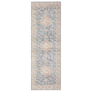 Washable Indoor Vintage Floral Print Living Room Bedroom Area Rugs, Low Pile Non Slip Floor Carpet for Dining Room Home - 1 of 4