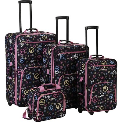 Rockland Fashion Softside Upright Luggage Set Telescoping Handles Peace 4-Piece (14/19/24/28)