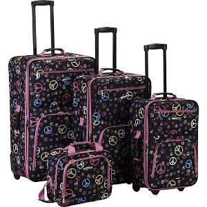 Rockland Fashion Softside Upright Luggage Set Telescoping Handles Peace 4-Piece (14/19/24/28) - 1 of 4