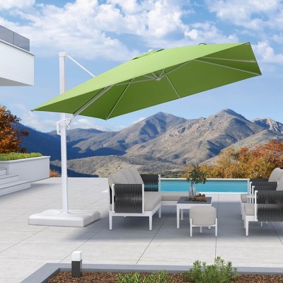 PURPLE LEAF Patio Umbrella White Cantilever Offset Umbrella Square Outdoor Umbrella with 360-degree Rotation for Garden Deck Pool