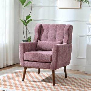 Racxily Comfy Reading Accent Chair, Chenille Living Room Lounge Chair - Ergonomic, Durable, Mid-Century Style for Bedroom/Study (Black) - 1 of 4