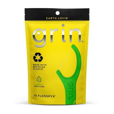 Grin Recycled Dental Floss Picks - Minty - 75ct