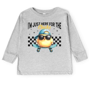 The Juniper Shop I'm Just Here For the Chicks Checkered Toddler Long Sleeve Tee - 1 of 4