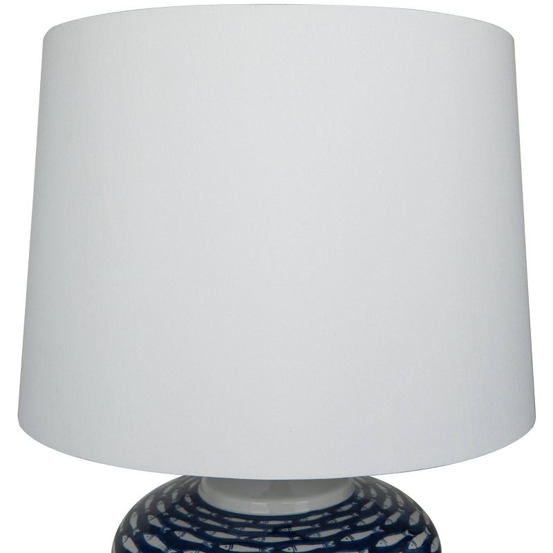 29&#34; x 15&#34; Table Lamp with Drum Shade and Ceramic Fish Gourd Style Base Dark Blue - Olivia &#38; May, 4 of 9