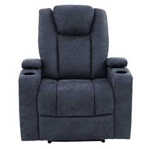 Poundex,Power Recliner-Navy Blue - 1 of 4
