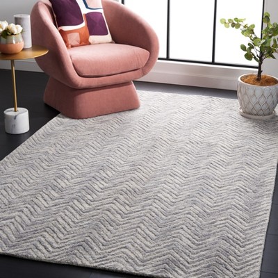 Silver Hand-Tufted Wool Rectangular 4' x 6' Area Rug