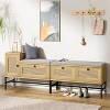 Rattan Storage Bench with Drawer & Adjustable Shoe Rack - Entryway Organizer with Cushion for Hallway, Bedroom - 3 of 4