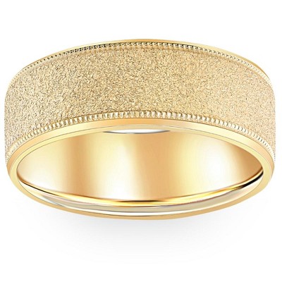 Pompeii3 Mens Brushed Wedding Band Solid 10K Yellow Gold Ring 8mm Wide