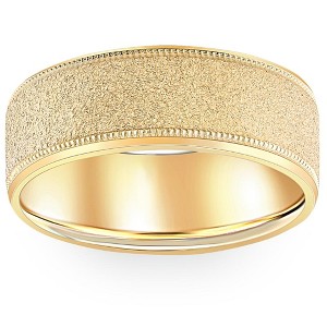 Pompeii3 Mens Brushed Wedding Band Solid 10K Yellow Gold Ring 8mm Wide - 1 of 4
