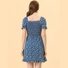 Allegra K Women's Square Neck Puff Sleeve Smocked Floral Ruffled Hem Dress - 4 of 4