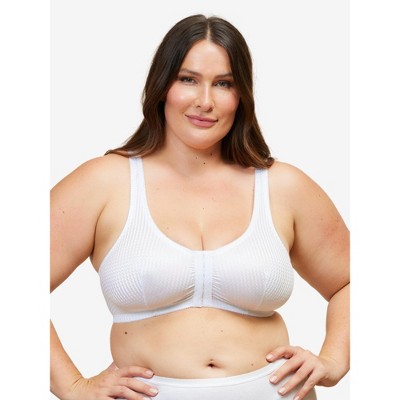 Leading Lady The Marlene - Silky Front-Closure Comfort Bra in Beige, Size:  50DD/F/G