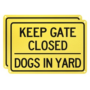 Unique Bargains Home Aluminum Reflective Keep Gate Closed Dogs in Yard Sign 2 Pcs - 1 of 4