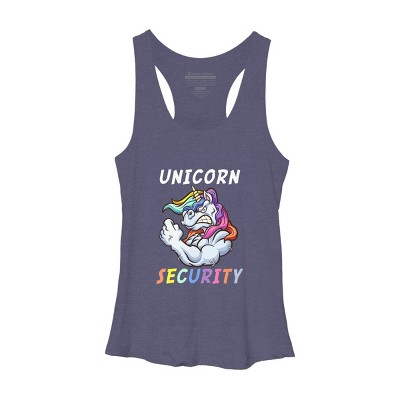 Women's Design By Humans Halloween Dad Mom Daughter Adult Costume - Unicorn Security By MINHMINH Racerback Tank Top