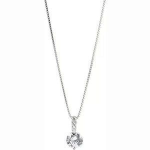 Clotth Elegant Moissanite Solitaire Pendant Necklace with Sterling Silver Box Chain, Round Cut Crystal - Timeless White Gold Accents - 1 of 4