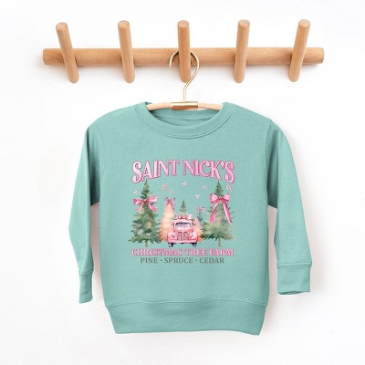 The Juniper Shop Coquette St. Nick's Tree Farm Youth Ultra-Soft Graphic Sweatshirt - L - Seafoam