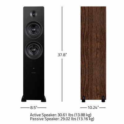 Natural Walnut Wireless Floorstanding Speakers with Bluetooth and Optical Audio