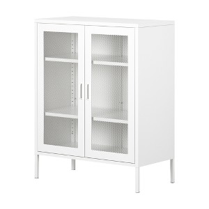 Eddison Mesh 2 Door Storage Cabinet Pure White - South Shore: Metal Frame, Adjustable Shelves, Wall Anchor - 1 of 4