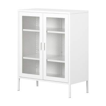 Eddison Mesh 2 Door Storage Cabinet Pure White - South Shore