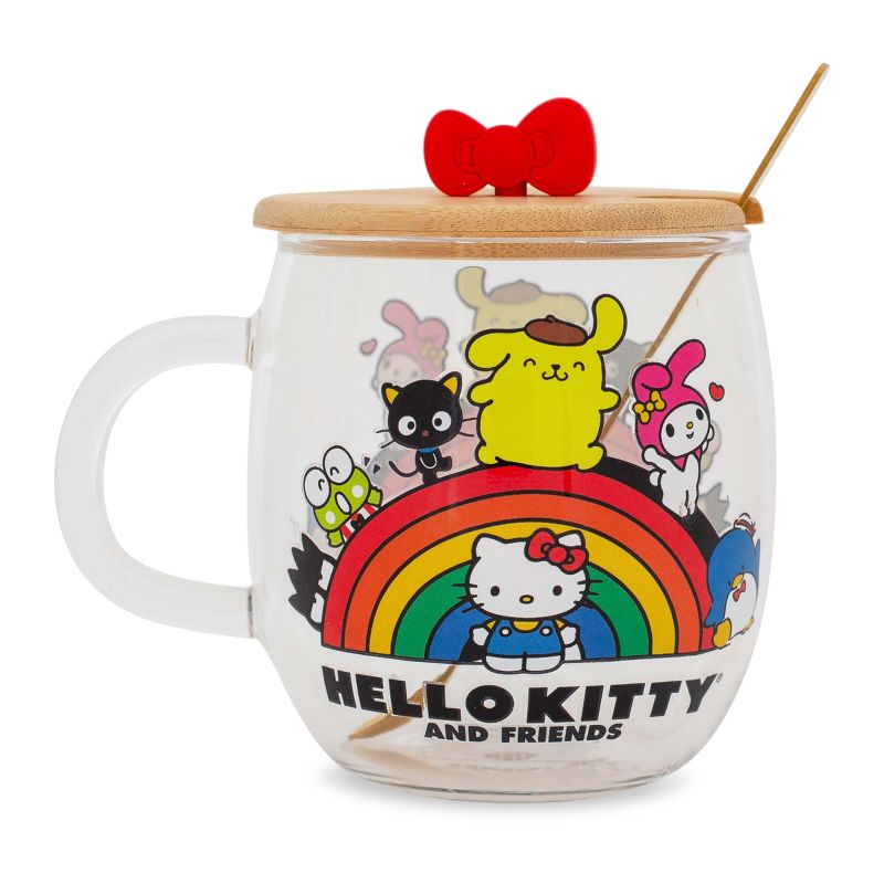 Silver Buffalo Sanrio Hello Kitty and Friends Rainbow Glass Mug With Lid and Spoon, 2 of 10