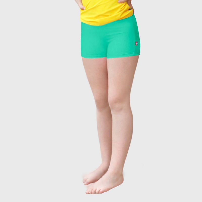 City Threads Girls UPF 50+ Quick-Dry Swim Boy Shorts - Aqua, 2T