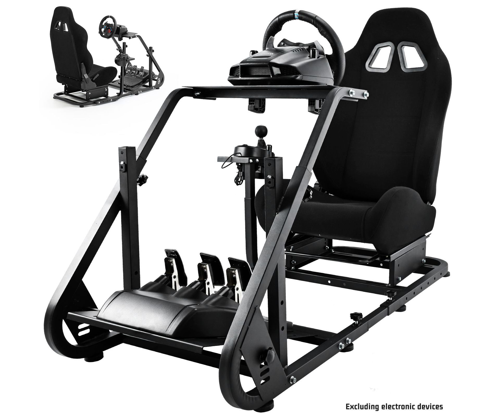 Dardoo Racing Simulator Cockpit with Adjustable Seat & Shifter Mount | Universal Compatibility for Fanatec, Thrustmaster, Logitech G25 G27 G29 G920