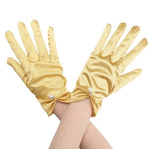 INSPIRE CHIC Women's Satin Faux Pearl Sembellished Full Finger Gloves - 1 of 4
