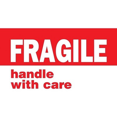 The Packaging Wholesalers 3 x 5" Fragile Handle with Care Label LABDL1767