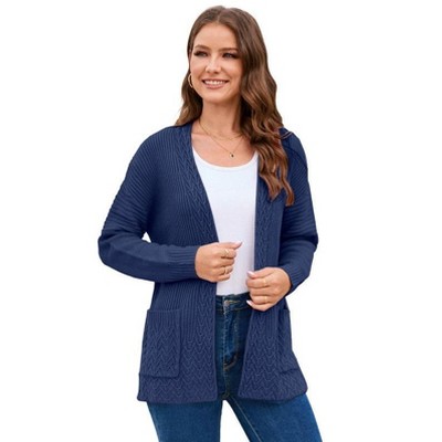 Coolmee Women's Open Front Cardigan Sweaters Fall Fashion Cable Knit Chunky Winter Clothing Outerwear Coats