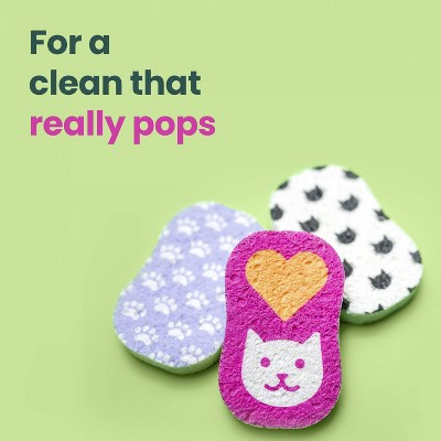 Scotch-Brite Cat Themed Pop-Up Sponges - 3pk: Cellulose, Cleaning Tools And Accessories