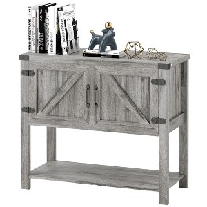 Yukimo Farmhouse Style Buffet Cabinet, Stone Gray, with Double Doors and Bottom Shelf, for Kitchen, Living Room, and Dining Area - 1 of 4