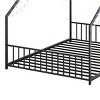 TopComfy Beds Full size childrens bed frame with strips roof shaped iron frame bed No Box Spring Needed for Bedroom, Black, 78.5"*55.91"*58.36" - 4 of 4