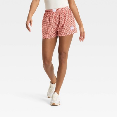 Women's Cherry Gingham Graphic Boxer Shorts - Red