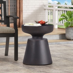 Okak Modern Concrete Outdoor Side Table, LightWeight Geometric End Tables, Decorative Garden Stools for Indoor Outdoor, Patio Accent Table, Copper - 1 of 4