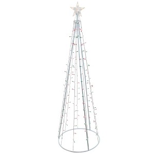 Northlight Lighted Outdoor Christmas Cone Tree with Star- 6' - Red and Green Lights - 1 of 4