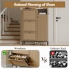 3-Tier Rattan Shoe Cabinet with Flip Drawers and Adjustable Shelves,  Top Grate, Narrow Shoe Storage Organizer for Entryway, Hallway, or Bedroom - 3 of 4