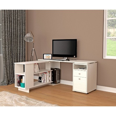 L Shaped Computer Work Station Washed Oak - Inval