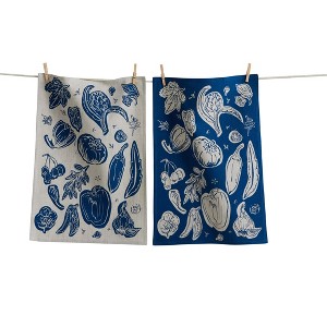 Tag Canyon Print Veggies Dishtowel Set - Blue Kitchen Towels, Everyday Use, Machine Washable, 26" x 18" - 1 of 1