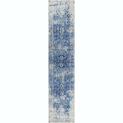 Mark & Day Amelia 2'7"x12' Runner Woven Indoor Area Rugs Navy: Stain-Resistant, Pet Friendly, Traditional Medallion Design