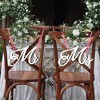 1 Pair Mr and Mrs Chair Signs Wooden Bride and Groom Signs Decoration Chair Back Hanging Pendant with Ribbon Wedding Hanging Sign for Wedding - 3 of 4