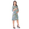 24seven Comfort Apparel Paisley Maternity Elbow Sleeve Ruched Knee Length Dress - 2 of 4