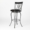 HomeRoots Set of Two 30" Black Faux Leather and Iron Bar Height Swivel Bar Chairs - 4 of 4